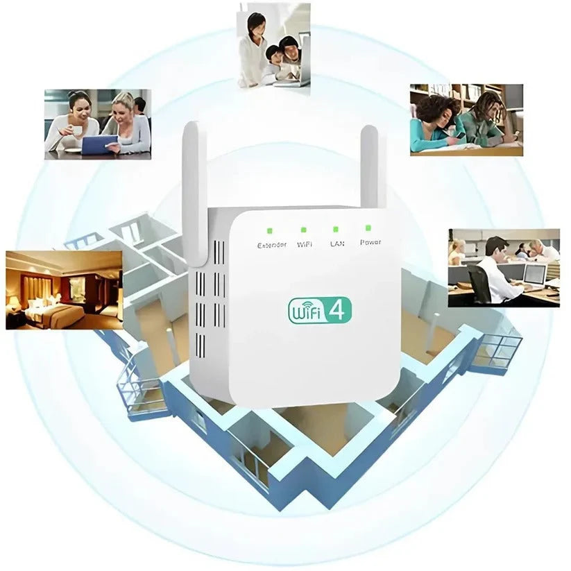 WiFi Range Extender Dual External Antennas 300 m² Coverage