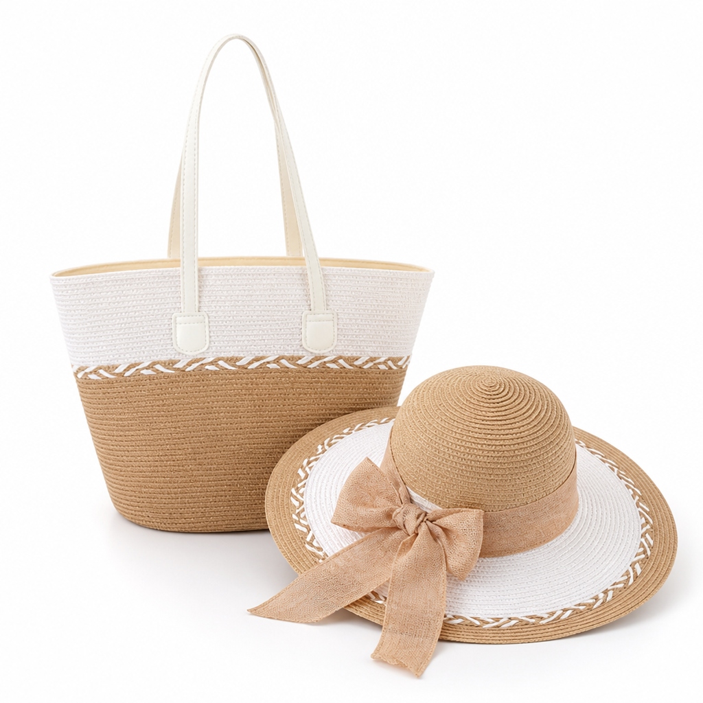Wide-Brim UV-Protective Sun Hat & Beach Tote