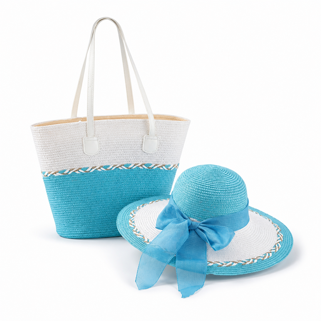Wide-Brim UV-Protective Sun Hat & Beach Tote