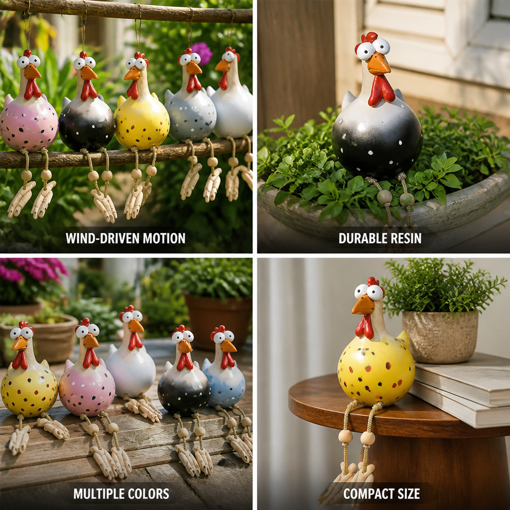 Wind-Driven Resin Rooster Garden Ornament
