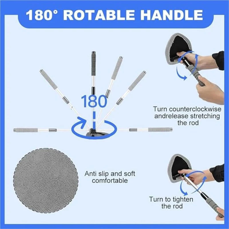 Window Cleaner 180° Swivel Head Reusable Microfiber Covers