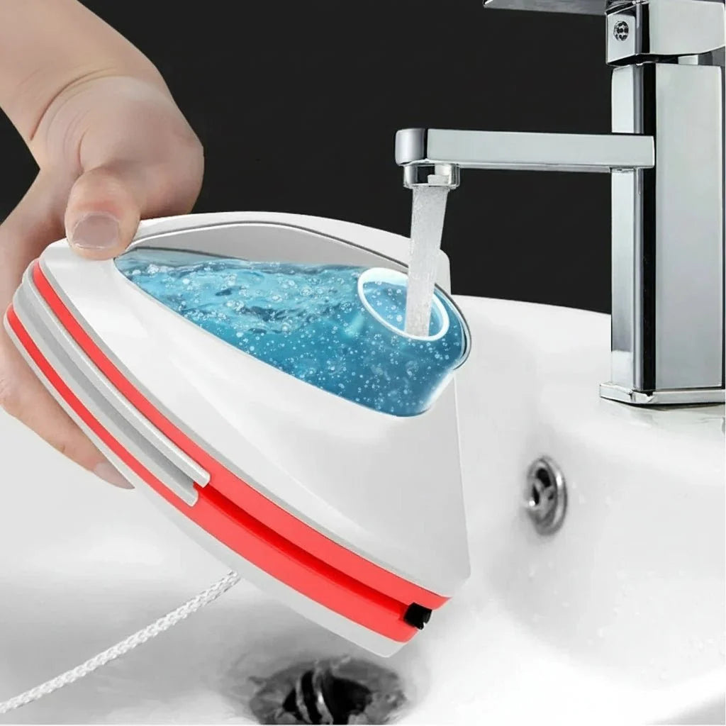 Window Cleaner Magnetic Double-Sided With Water Reservoir & Microfiber Pads