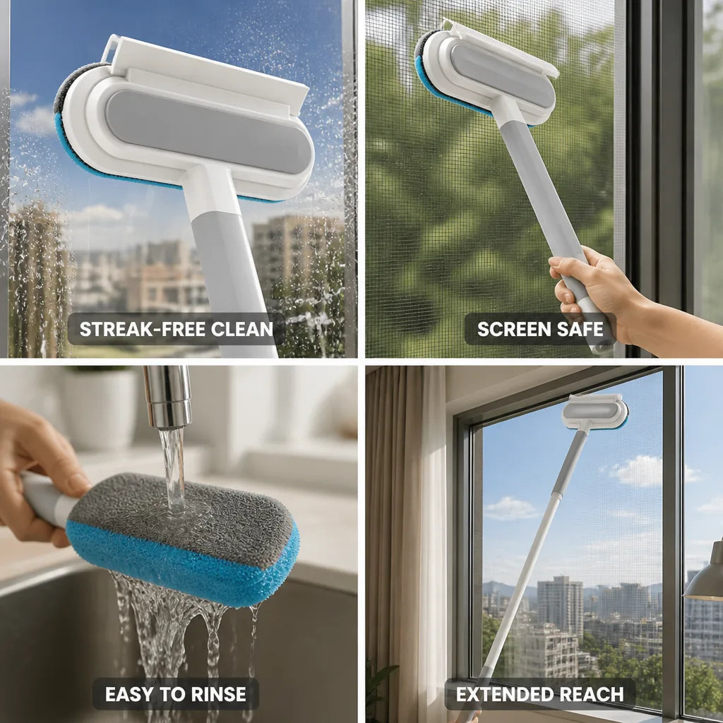 Window Cleaning Brush Microfiber & PVA Streak-Free