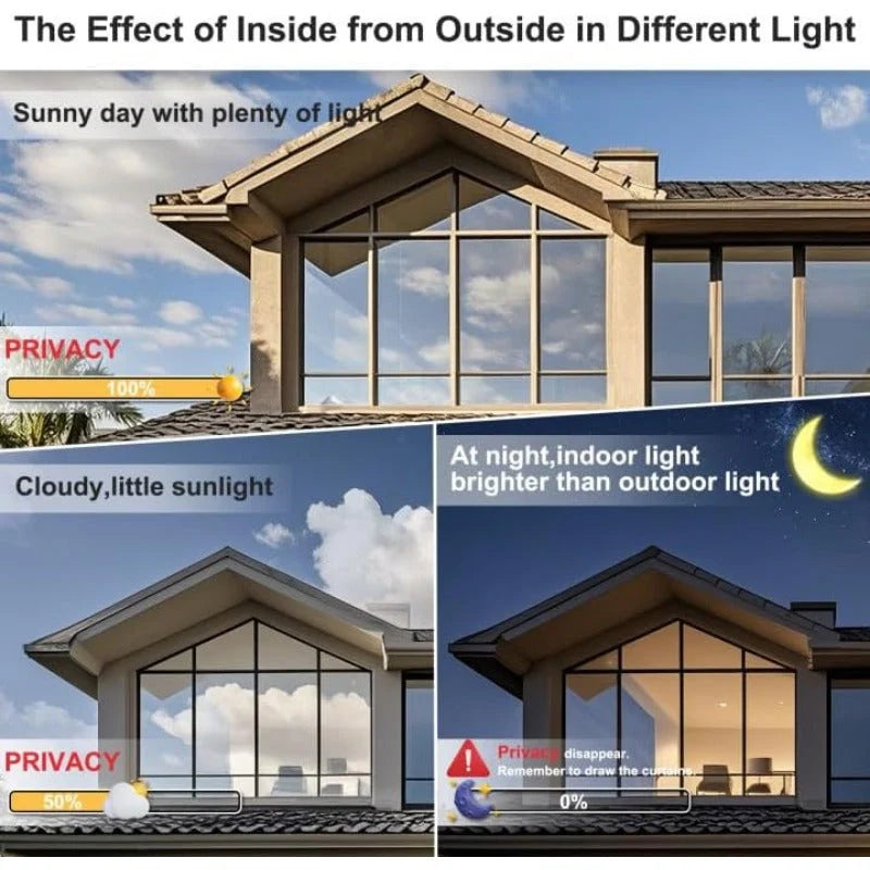 Window Film Mirror Privacy Static-Cling UV & Heat Blocking