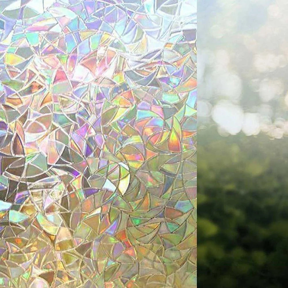Window Film Prismatic Rainbow Repositionable 96 Percent UV Blocking