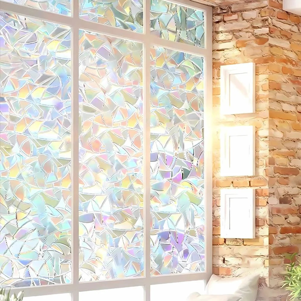Window Film Prismatic Rainbow Repositionable 96 Percent UV Blocking