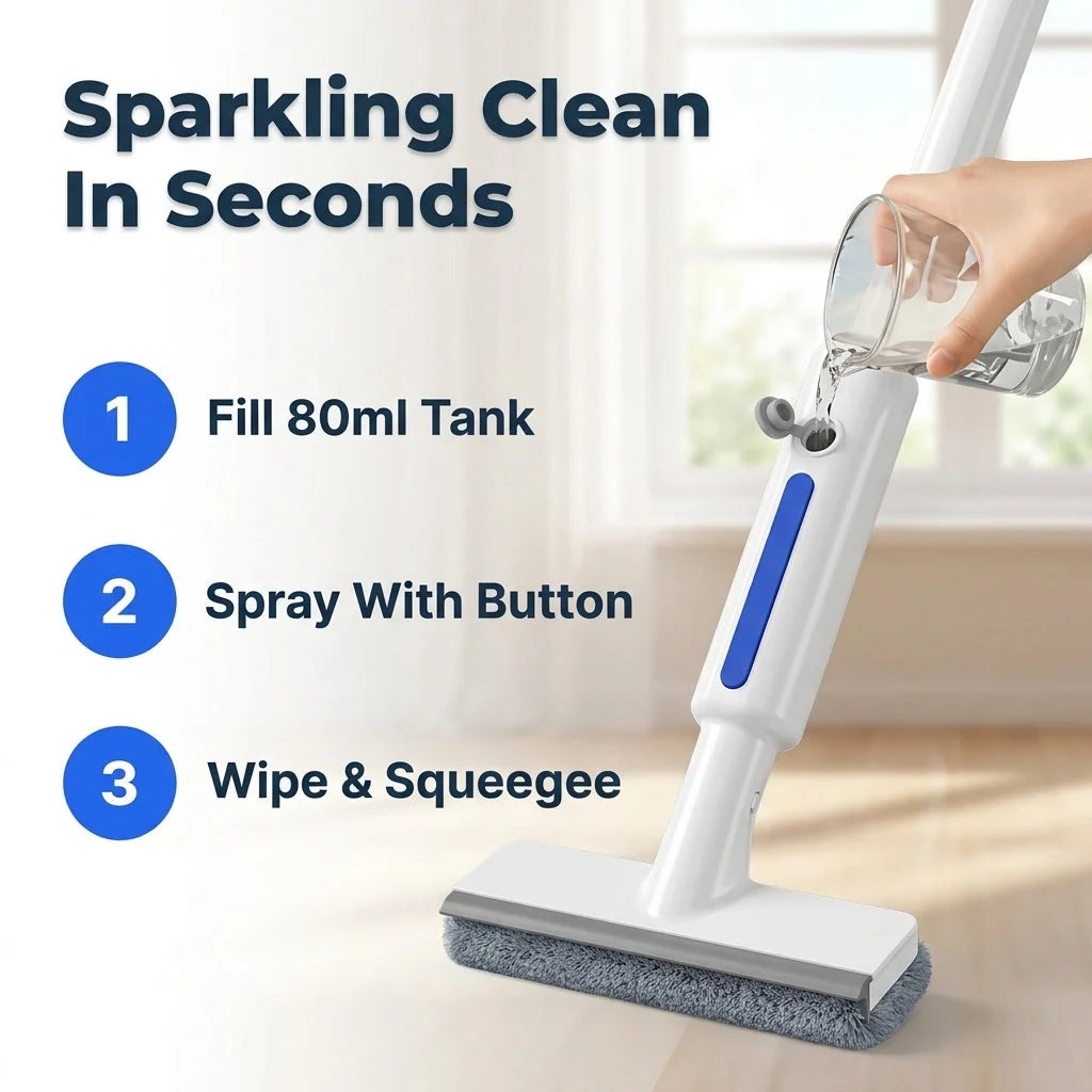 Window Squeegee Built-In Spray Extendable Handle