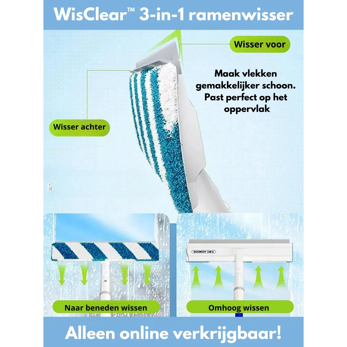 Window Squeegee Integrated Spray Reservoir With 3 Microfiber Cloths