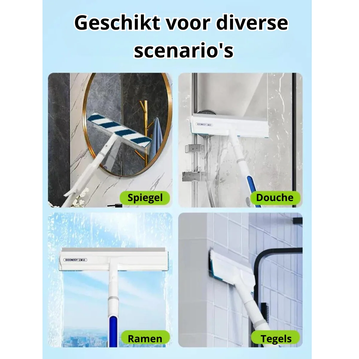 Window Squeegee Integrated Spray Reservoir With 3 Microfiber Cloths