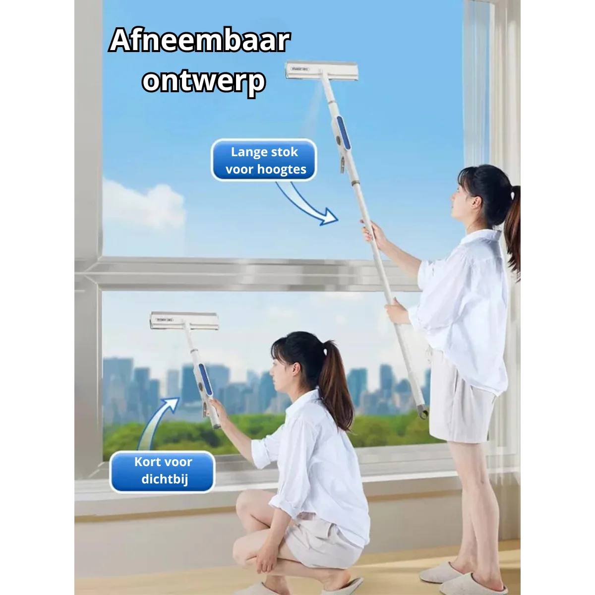 Window Squeegee Integrated Spray Reservoir With 3 Microfiber Cloths