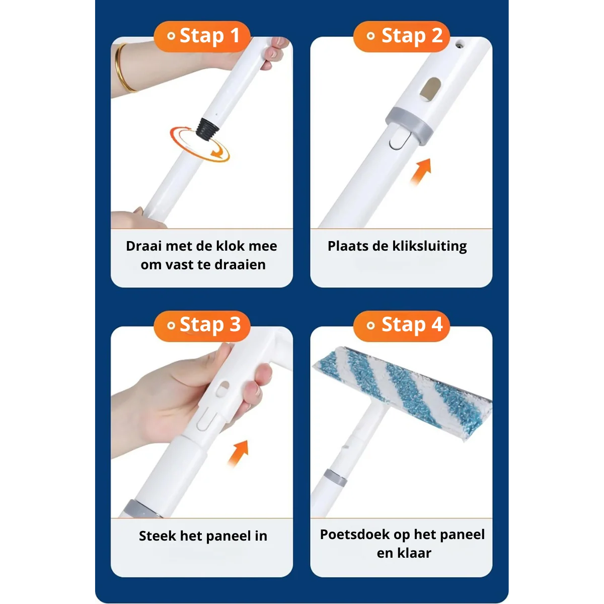 Window Squeegee Integrated Spray Reservoir With 3 Microfiber Cloths