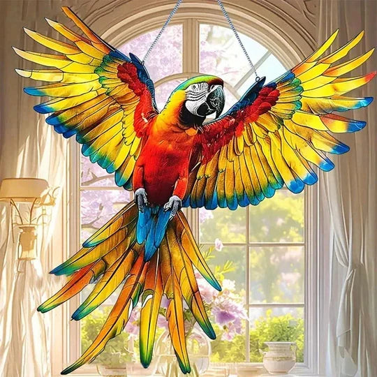 Window Suncatcher Bird Shape Multicolor Reflective Hanging Chain