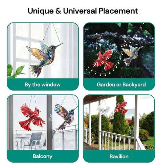 Window Suncatcher Bird Shape Multicolor Reflective Hanging Chain