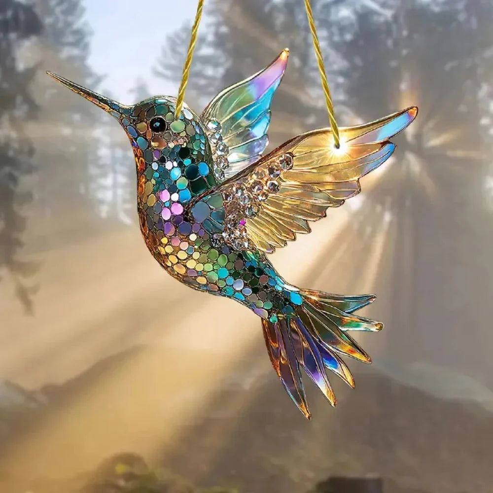 Window Suncatcher Hummingbird Multicolor Ready To Hang