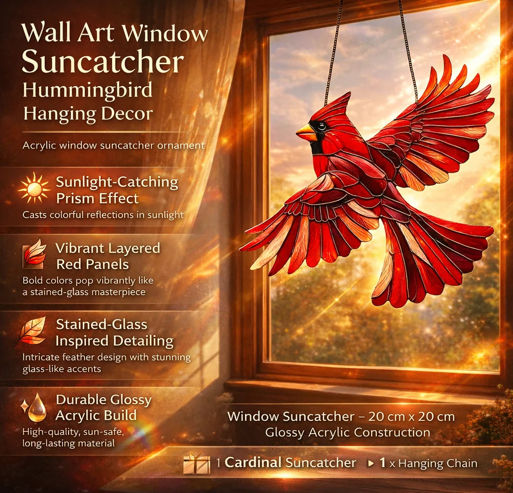 Window Suncatcher Hummingbird Multicolor Ready To Hang