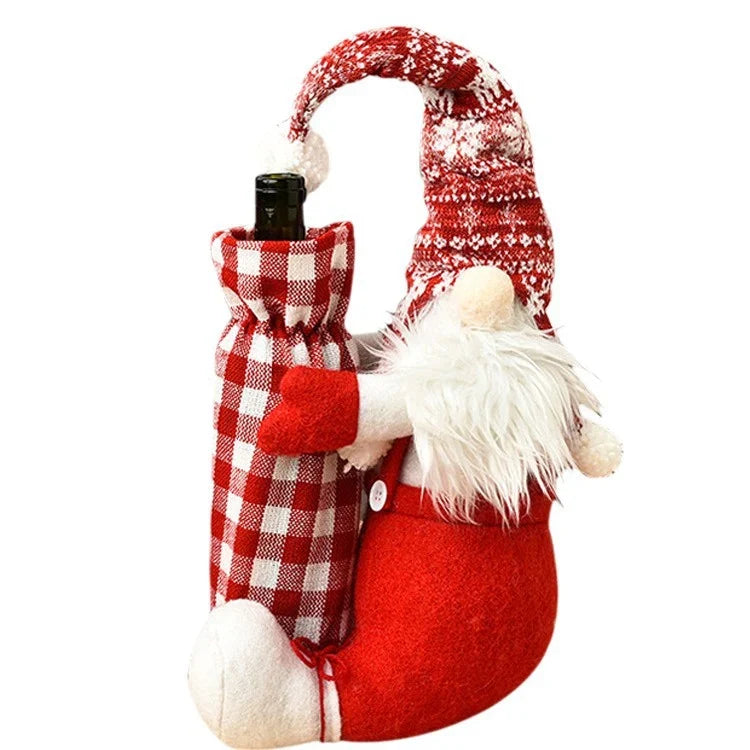 Wine Bottle Holder Santa Plush Soft & Durable Fabric