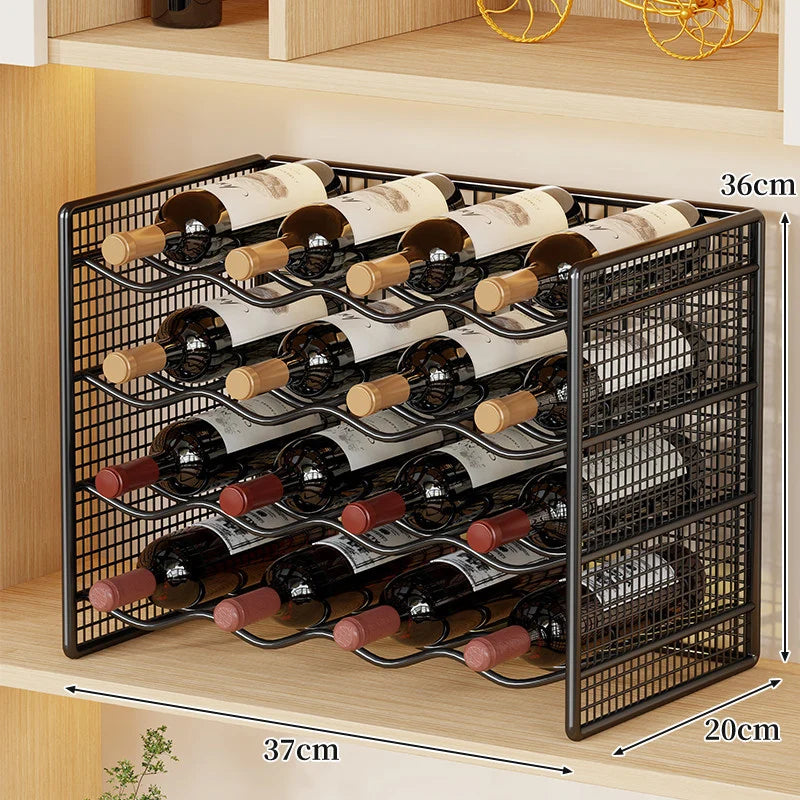 Wine Bottle Rack Powder-Coated Iron Non-Slip Feet