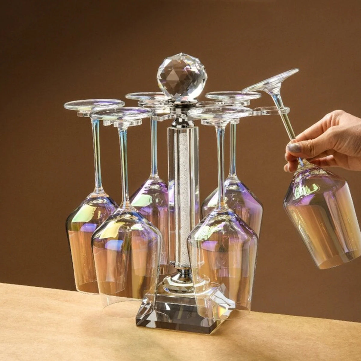 Wine Glass Holder Rotating Crystal Glass Display