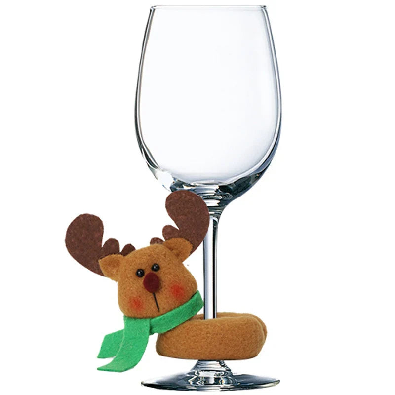 Wine Glass Marker Reindeer Design Non-Slip Felt Sleeve