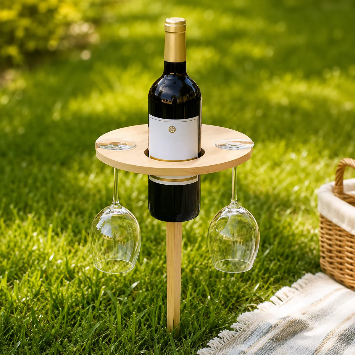 Wine Table Foldable Spike Base Glass Cutouts