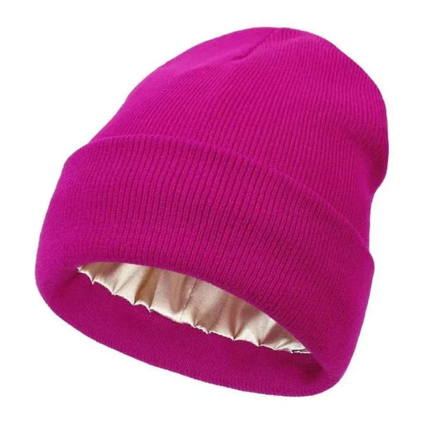 Winter Beanie Wool Outer Silk Lining Breathable Windproof