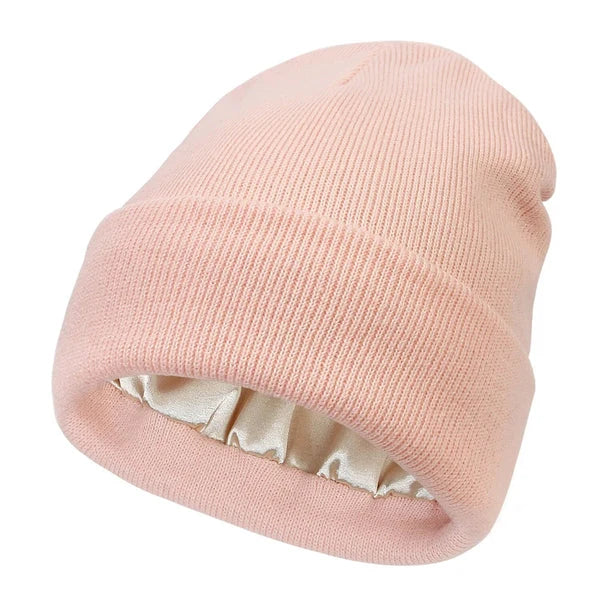 Winter Beanie Wool Outer Silk Lining Breathable Windproof