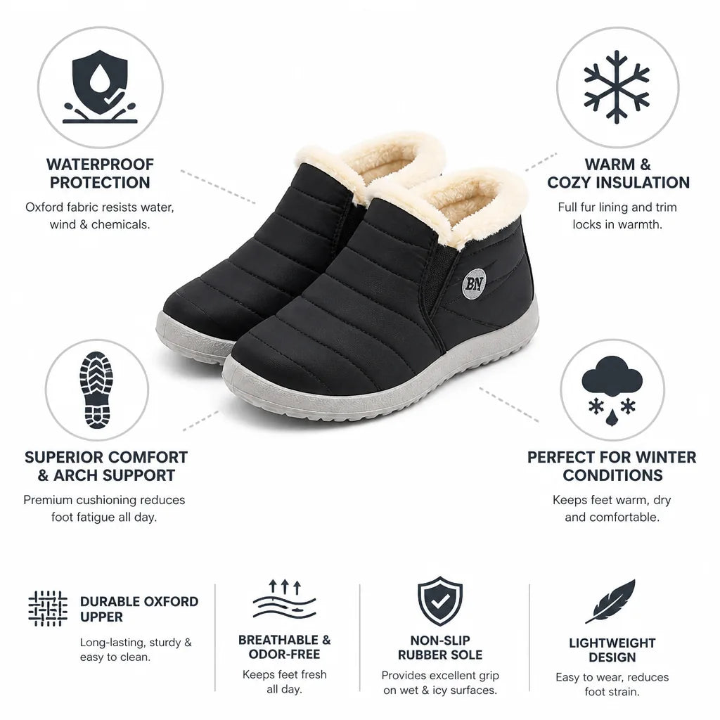 Winter Boots Waterproof Oxford Fur-Lined & Arch Support