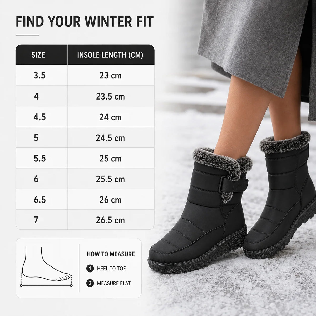 Winter Boots Waterproof Plush-Lined Slip-Resistant Sole