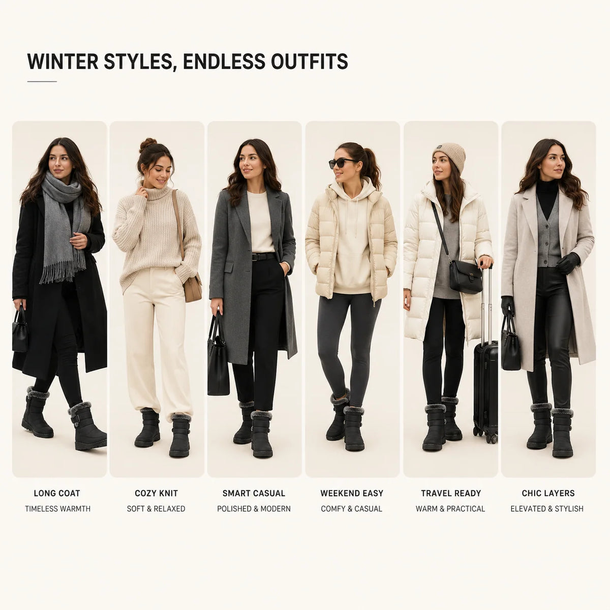 Winter Boots Waterproof Plush-Lined Slip-Resistant Sole
