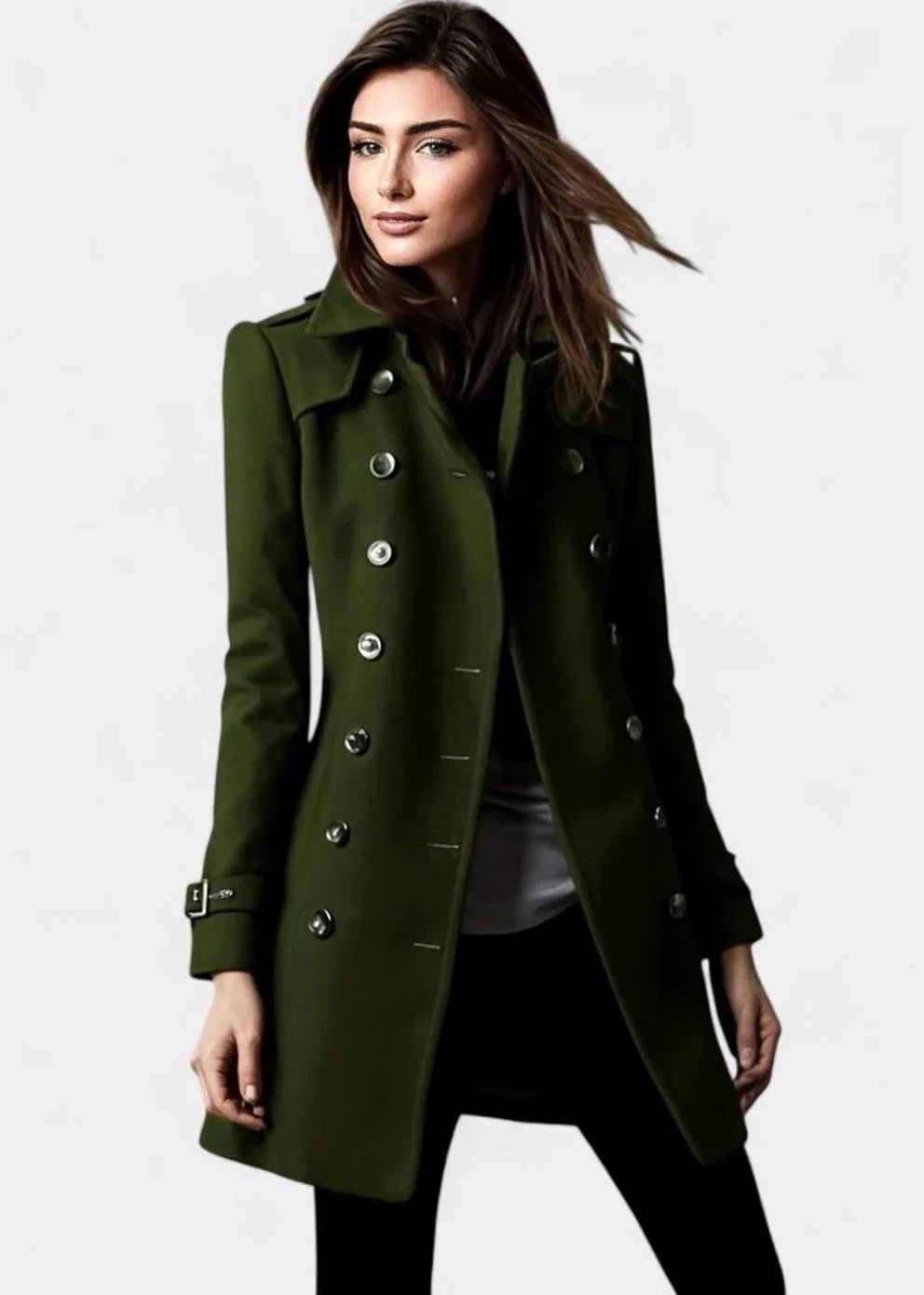 Winter Coat Double-Breasted Tailored Midi Length