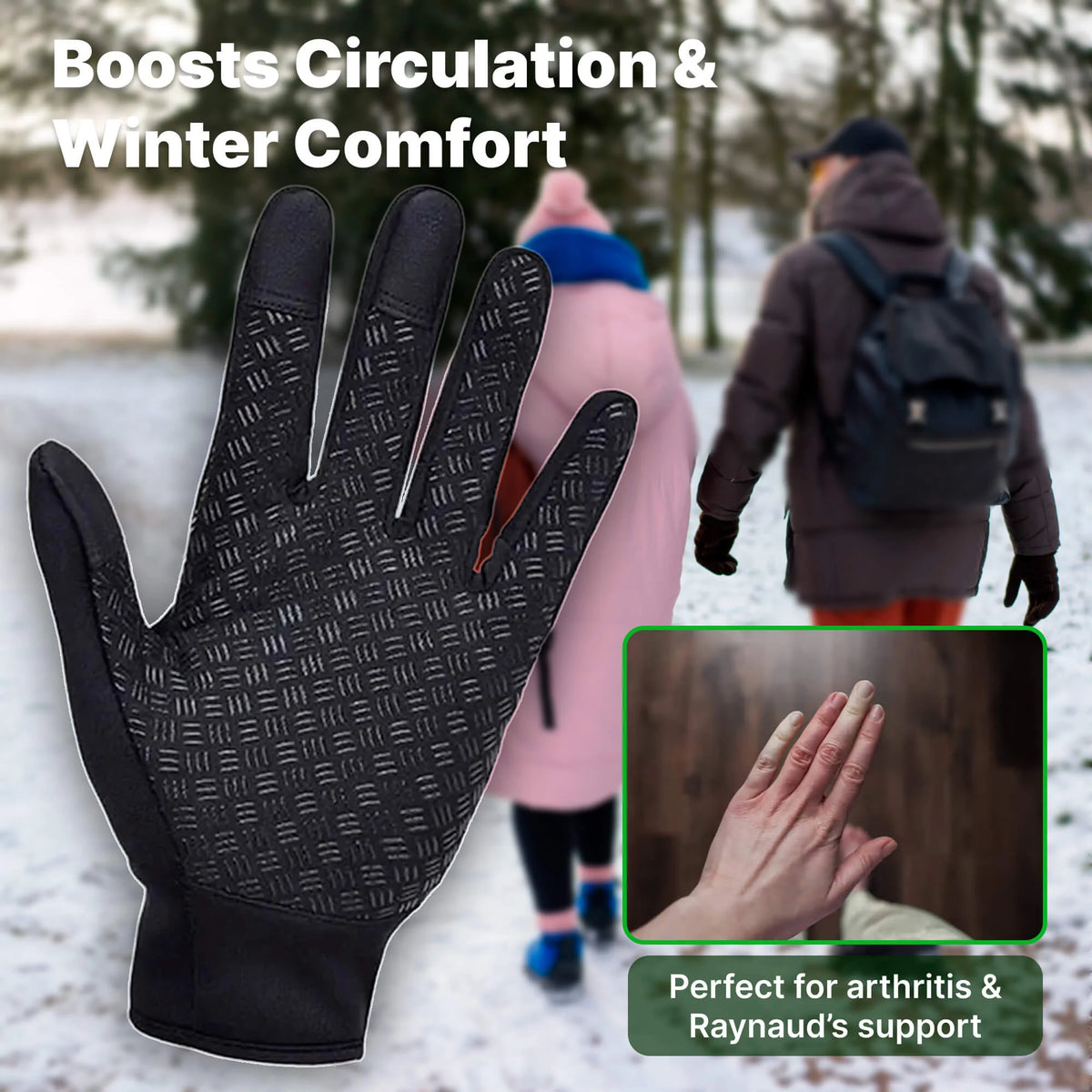Winter Gloves Touchscreen Compatible Windproof Non-Slip Grip