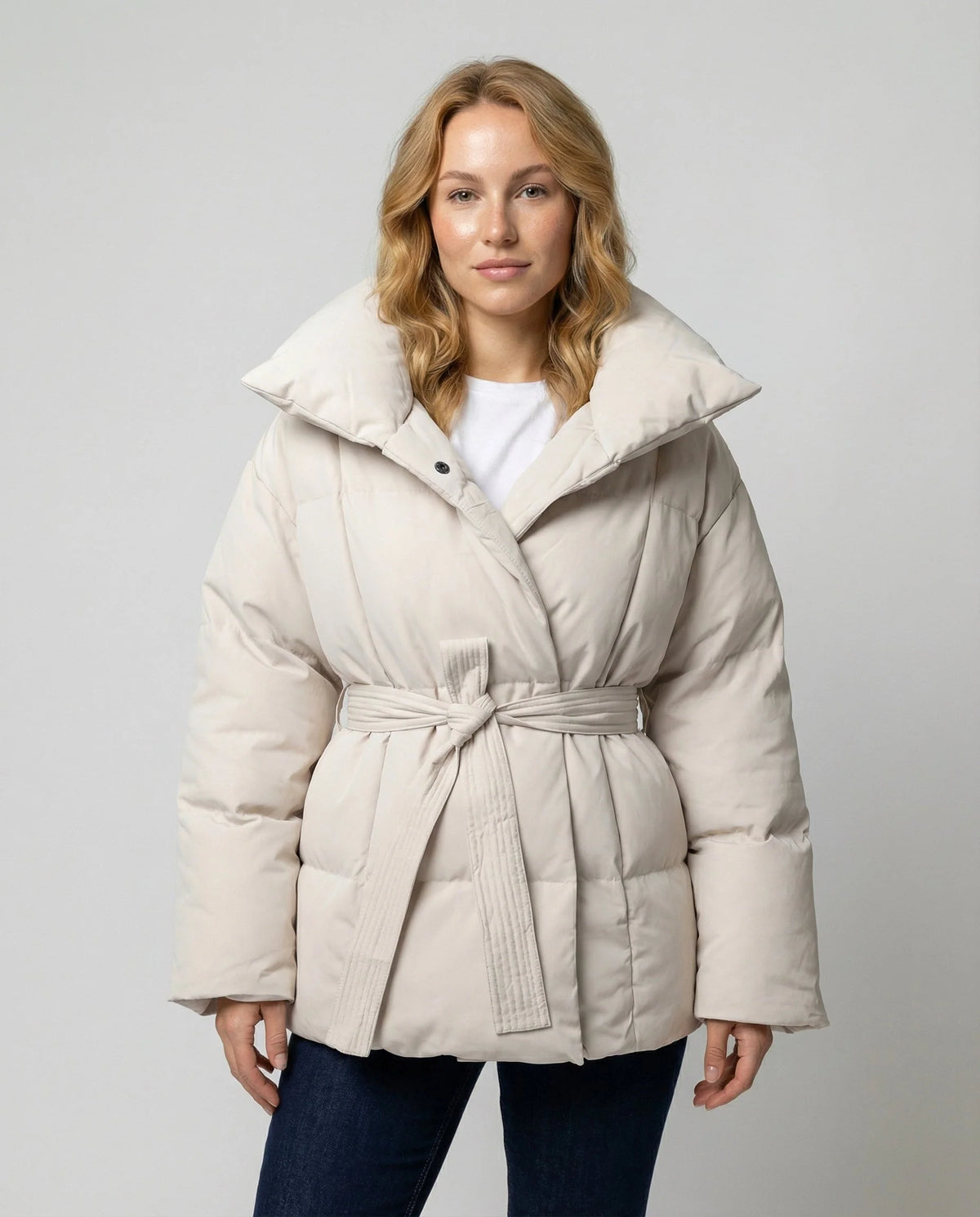 Winter Jacket Women's Tailored Fit Belted Lightweight Insulation