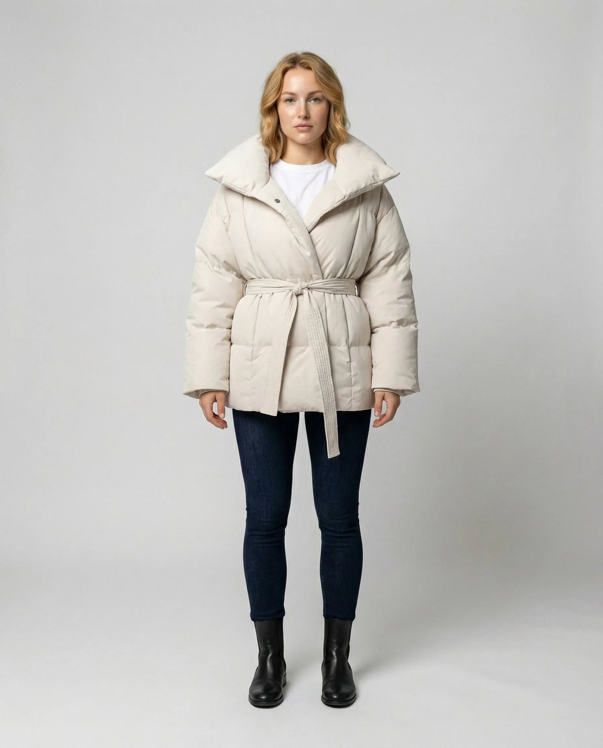 Winter Jacket Women's Tailored Fit Belted Lightweight Insulation