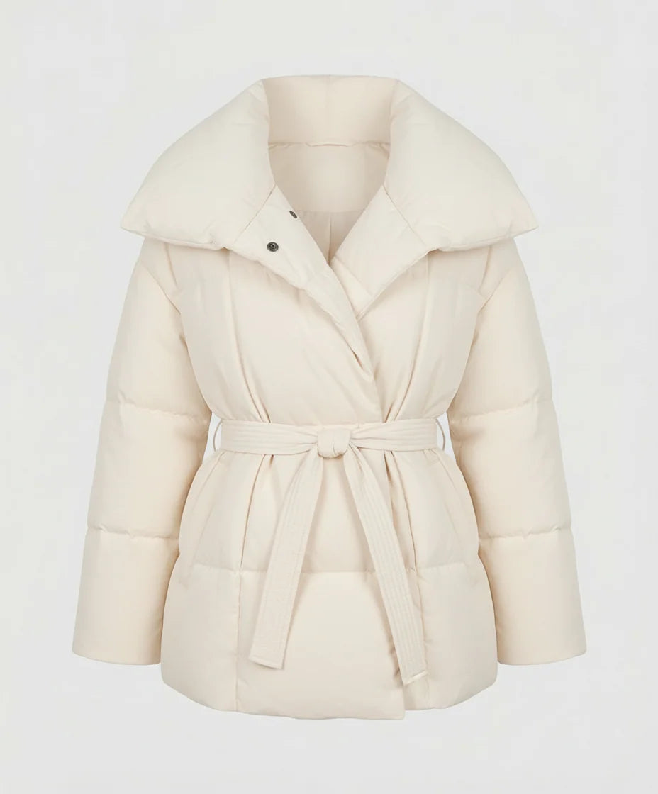 Winter Jacket Women's Tailored Fit Belted Lightweight Insulation