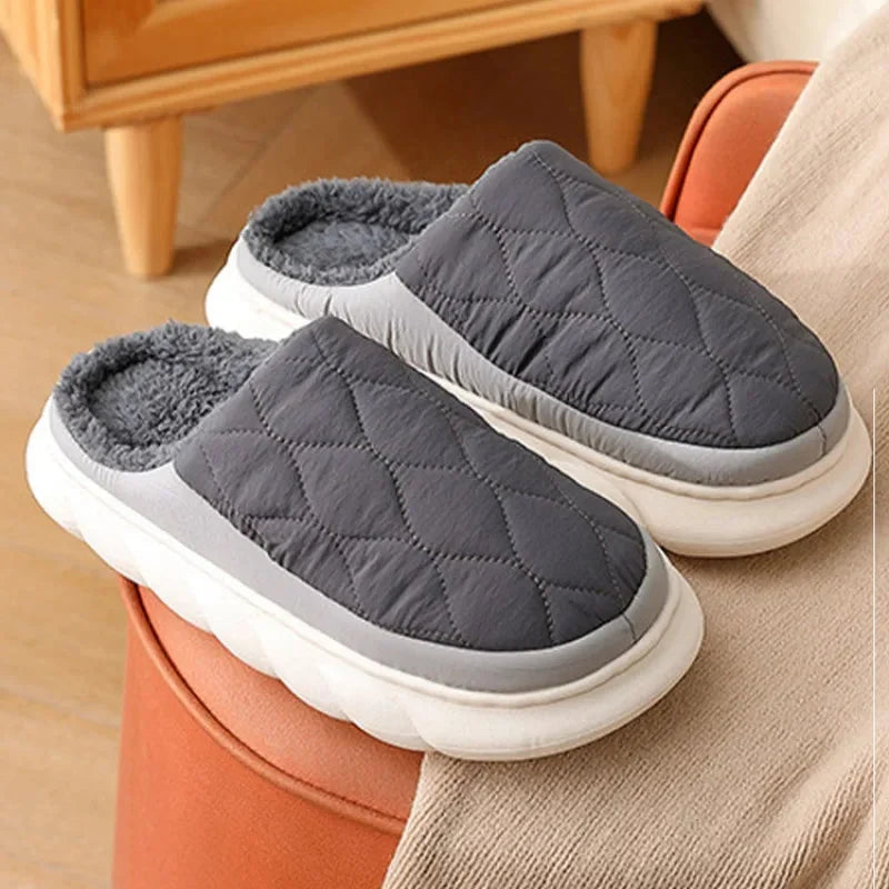 Winter Slippers Plush-Lined Waterproof Non-Slip Sole