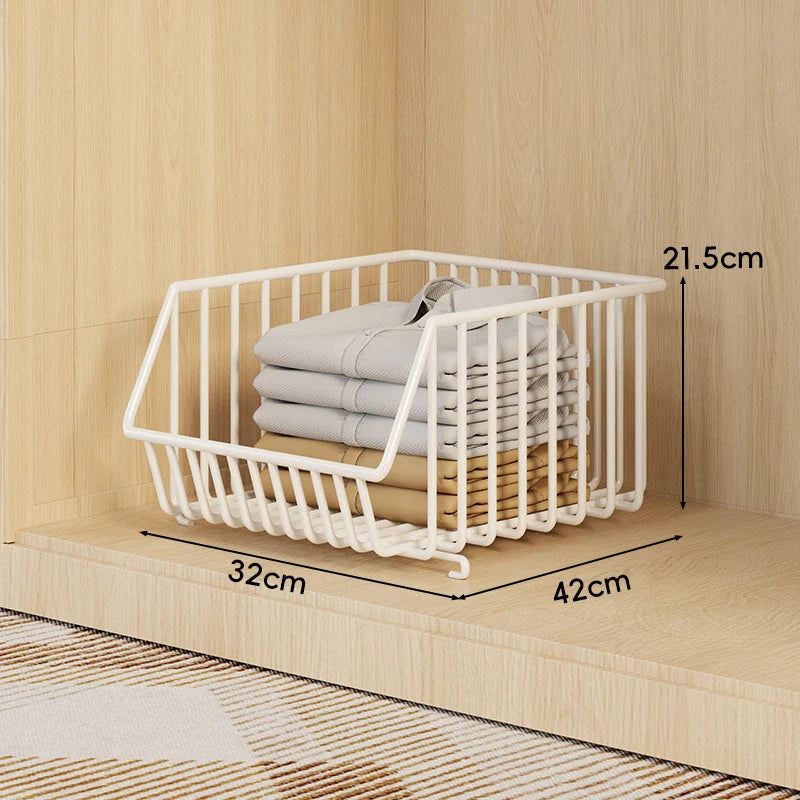 Wire Basket Organizer Stackable Open-Front Powder-Coated Steel