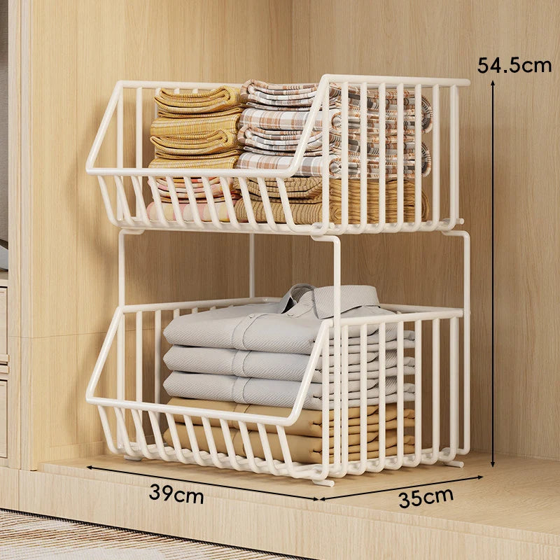 Wire Basket Organizer Stackable Open-Front Powder-Coated Steel