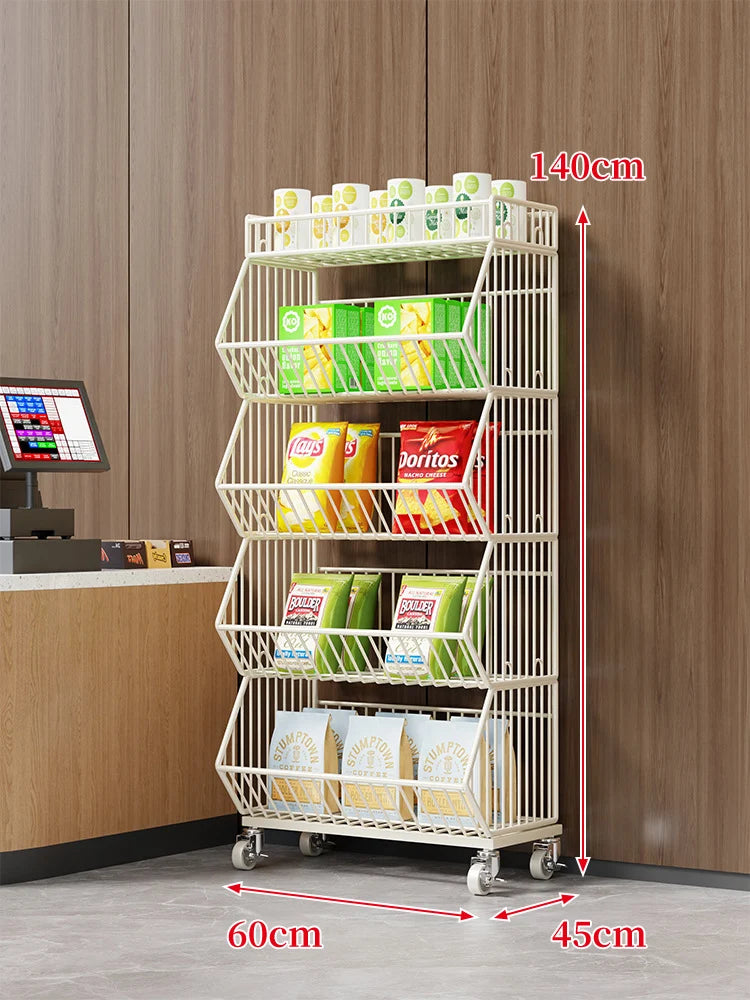 Wire Basket Storage Cart 3-Tier Rolling With Locking Casters