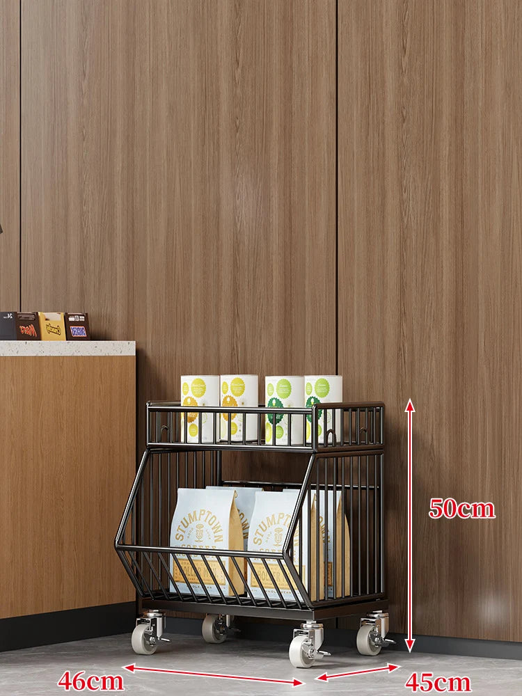 Wire Basket Storage Cart 3-Tier Rolling With Locking Casters