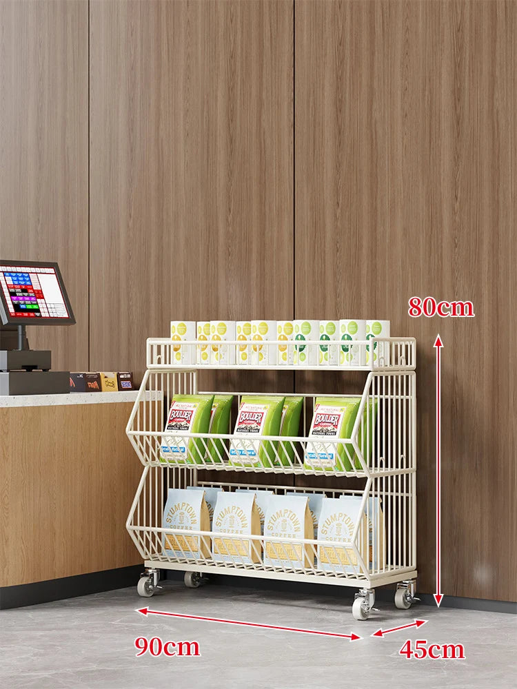 Wire Basket Storage Cart 3-Tier Rolling With Locking Casters