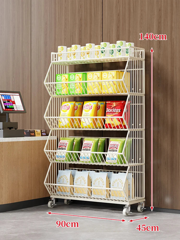 Wire Basket Storage Cart 3-Tier Rolling With Locking Casters