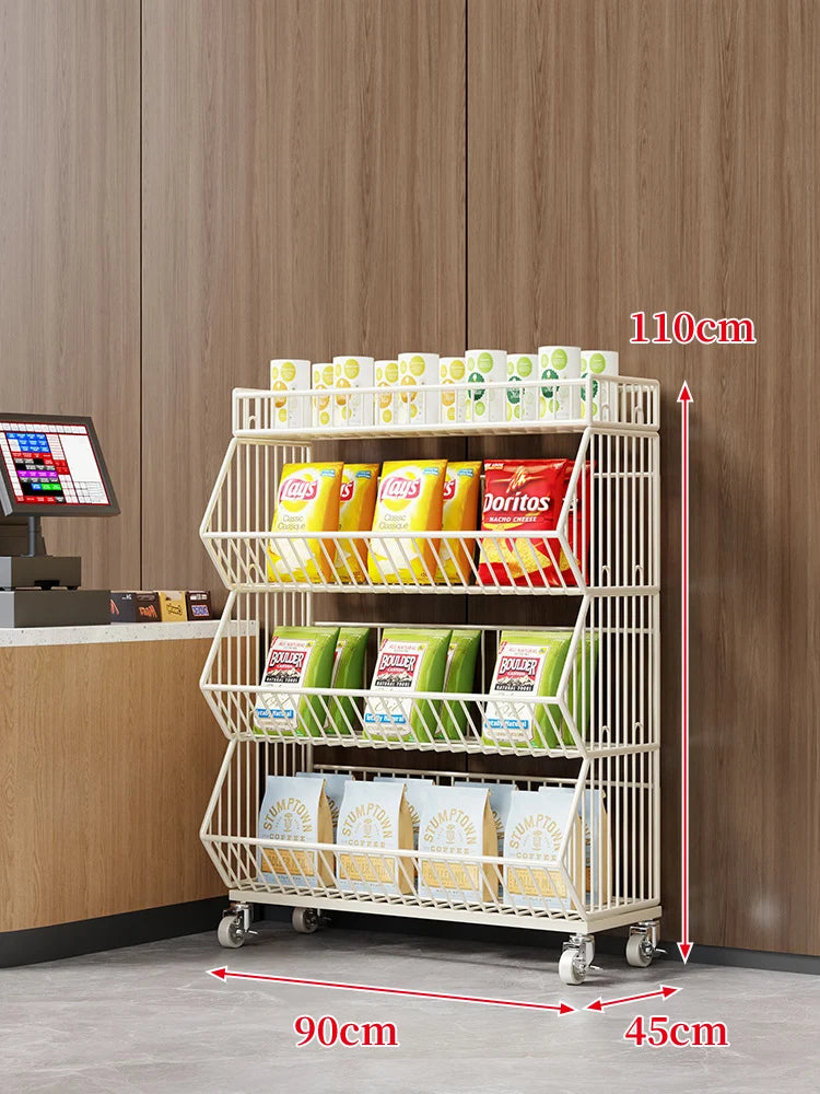 Wire Basket Storage Cart 3-Tier Rolling With Locking Casters
