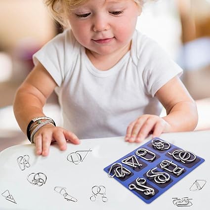 Wire Puzzle Set Metal Nickel-Plated 24 Styles