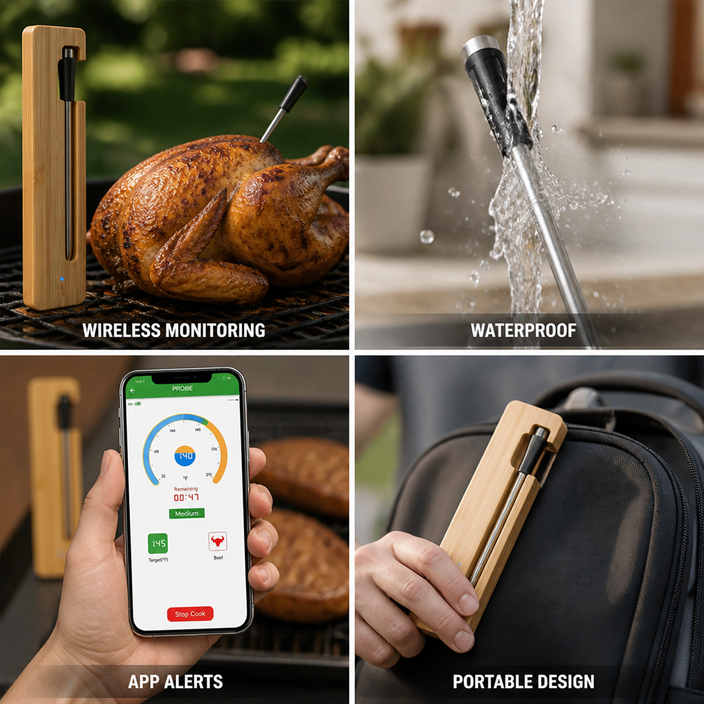 Wireless Bluetooth & Waterproof Meat Thermometer (App-Connected)
