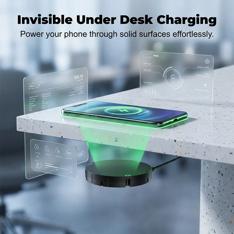Wireless Charger Under-Desk Hidden Mount Adaptive Fast Charging