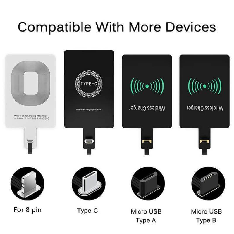 Wireless Charging Receiver Qi-Compatible Slim Multiple Connector Options