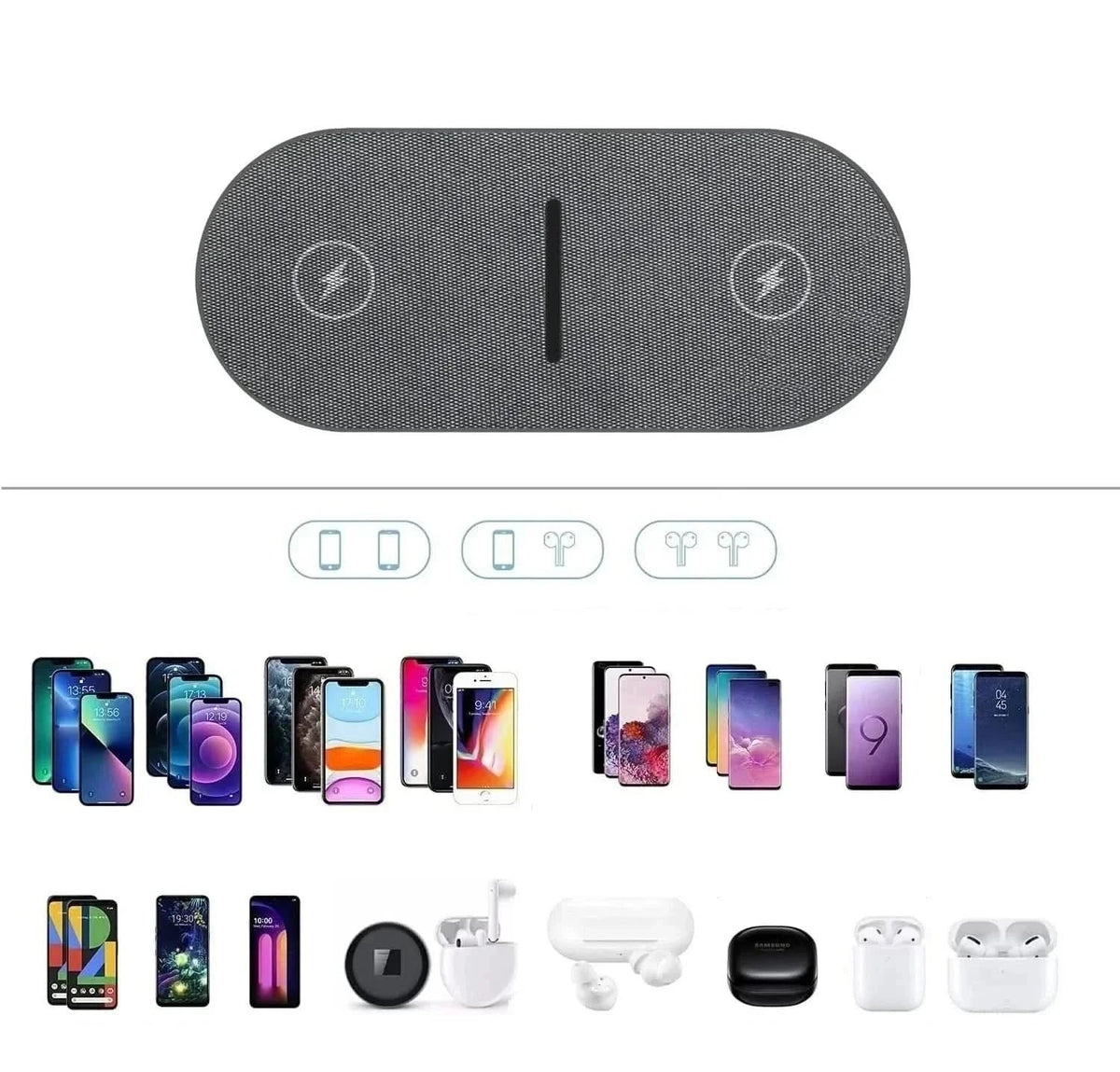 Wireless Charging Station Dual-Device Qi-Compatible 40W Max