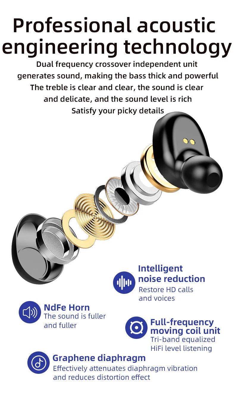 Wireless Earbuds Active Noise Cancellation Touch Controls Charging Case