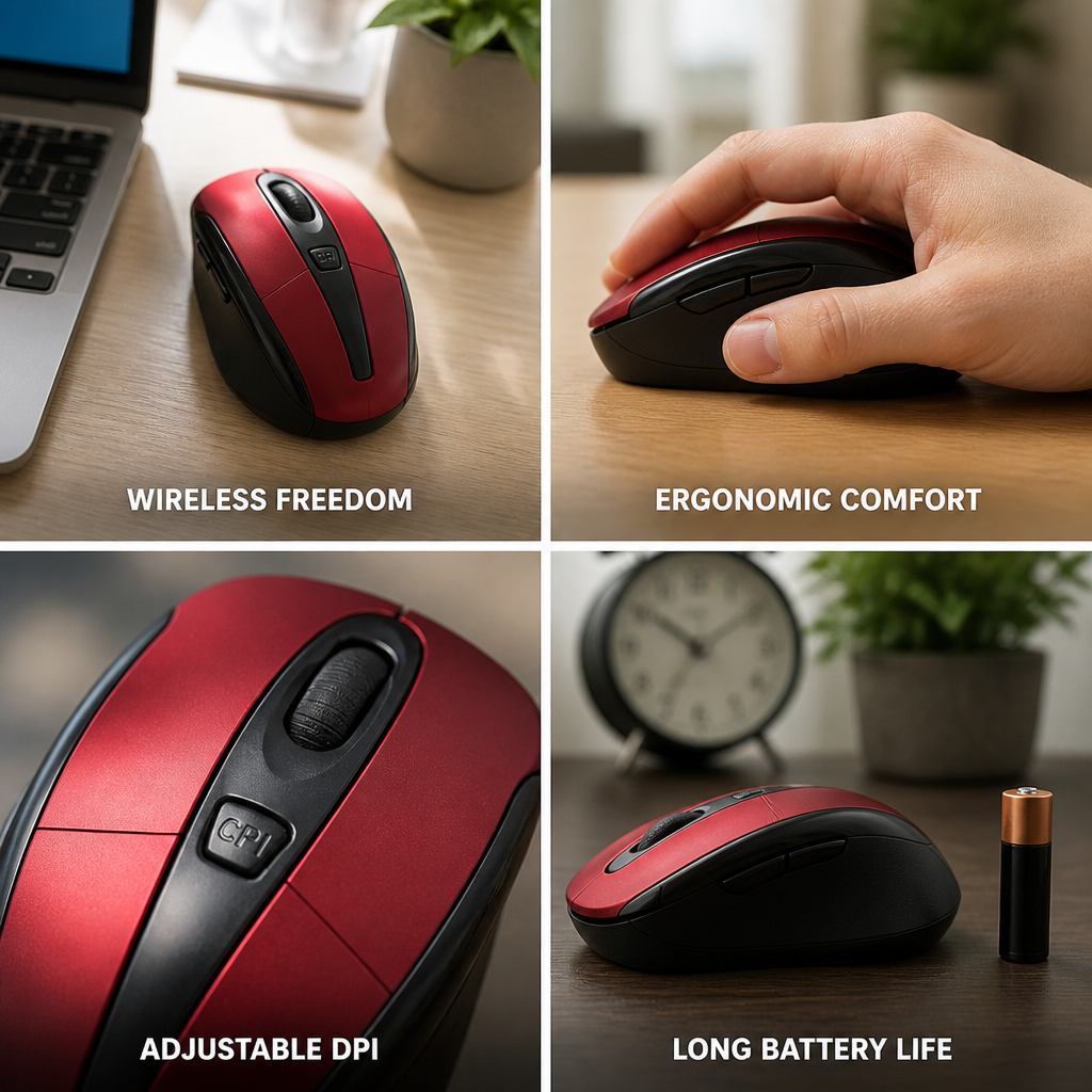 Wireless Ergonomic Adjustable DPI Mouse