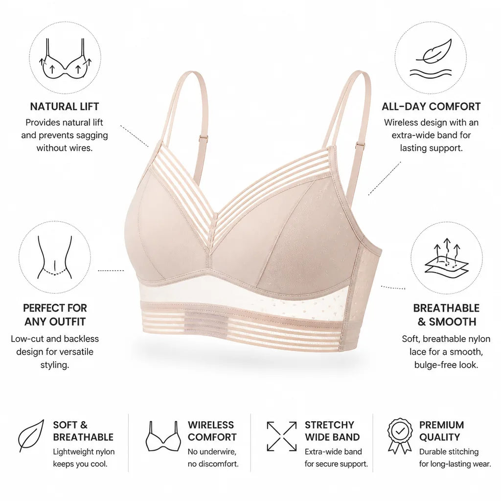 Wireless Lace Bra Lift & Smooth Breathable Nylon